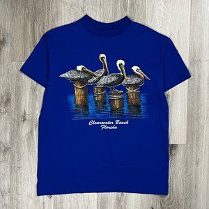 Clearwater Beach Florida Vintage Sunshine Apparel Blue Large T-Shirt